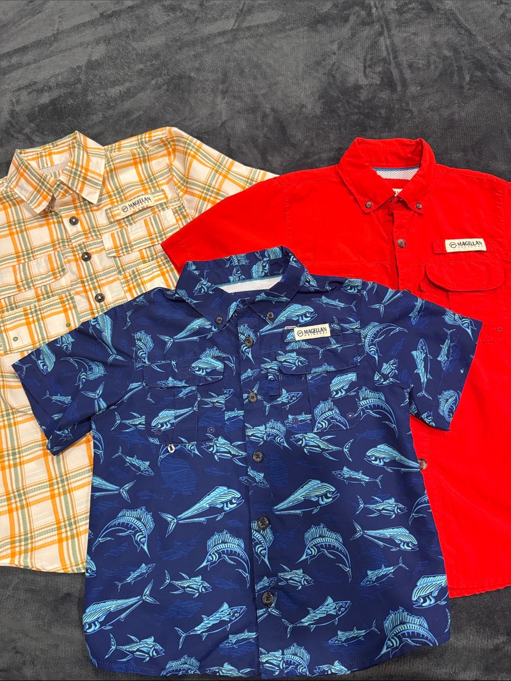 Magellan Outdoors Kids Button-Up Shirts in Navy, Red, Yellow Plaid
